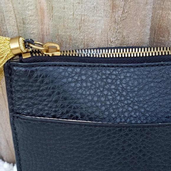 JCREW BLK LEATHER POUCH W/TASSLE - Picture 7 of 7
